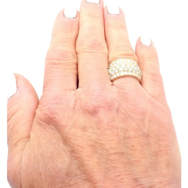 Gold Cartier Nigeria 18k Yellow Gold Diamond Wide Band Ring Size 53 For Sale - Image 8 of 12
