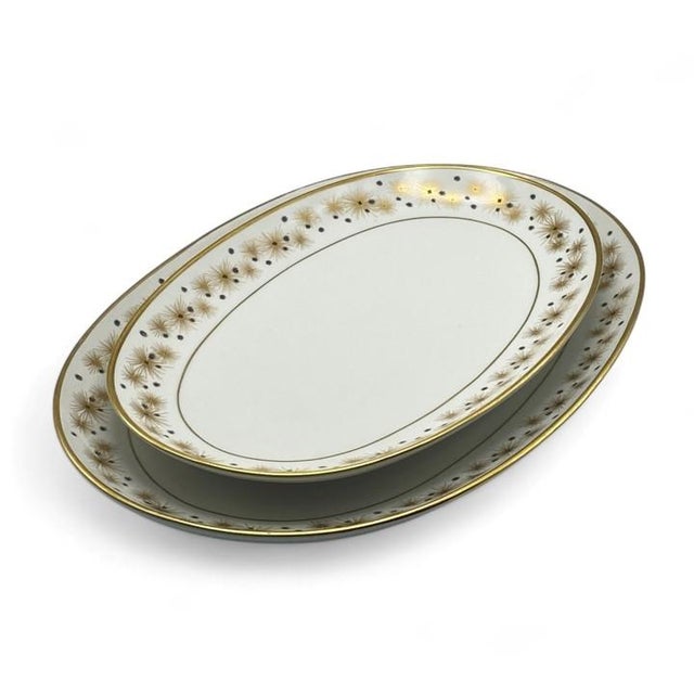 Edelstein Vintage Mid-Century Modern Edelstein Bavaria Set of Two Oval Platters "Starlight" Pattern For Sale - Image 4 of 18