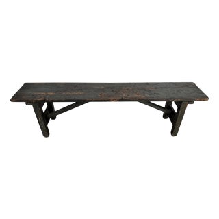 Antique Rustic Italian Farm Country Wooden Bench, 1890s For Sale