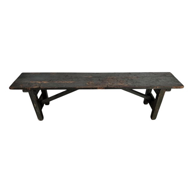 Antique Rustic Italian Farm Country Wooden Bench, 1890s For Sale