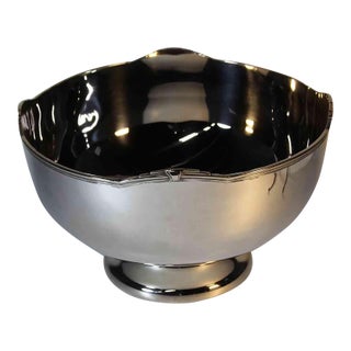 1990s Tiffany Silver Punch Bowl With Jubilee Applied Border For Sale