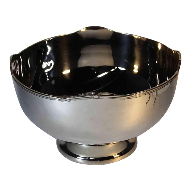 New 1990s Tiffany Silver Punch Bowl With Jubilee Applied Border For Sale