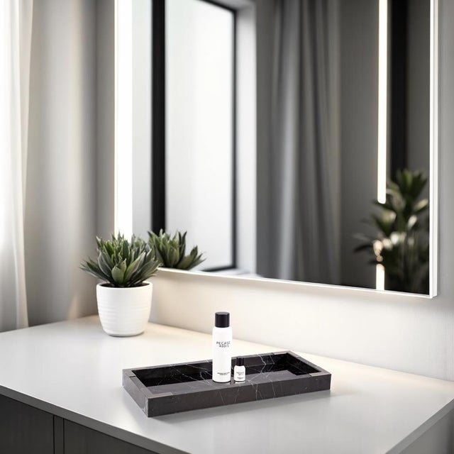 Black Mirrored Marble Tray For Sale - Image 10 of 11
