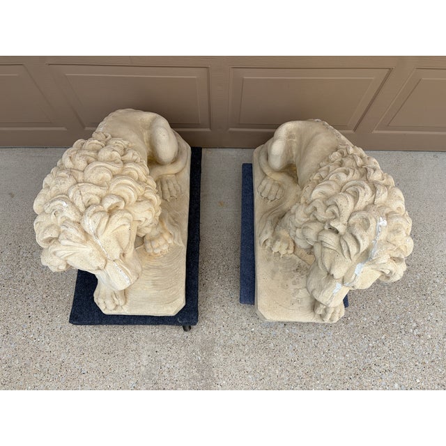 Monumental Neoclassical Cast Stone Garden Lions, a Pair For Sale - Image 15 of 15