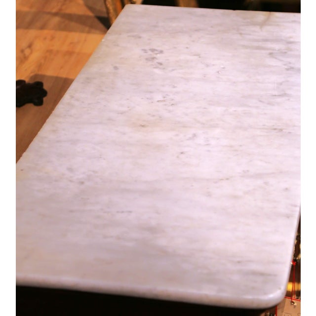 Wood 19th Century French Louis Philippe Walnut Commode Chest With White Marble Top For Sale - Image 7 of 11