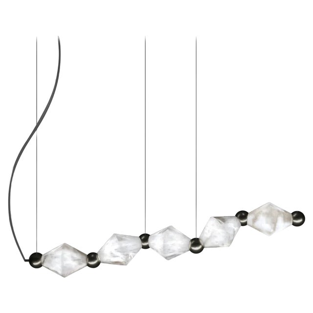 Chronos Brushed Black Metal Pendant Lamp by Alabastro Italiano For Sale