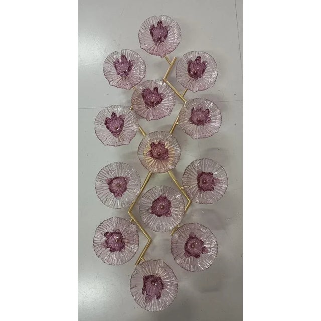 Gold Mid-Century Art Glass and Brass Wall Light For Sale - Image 8 of 9