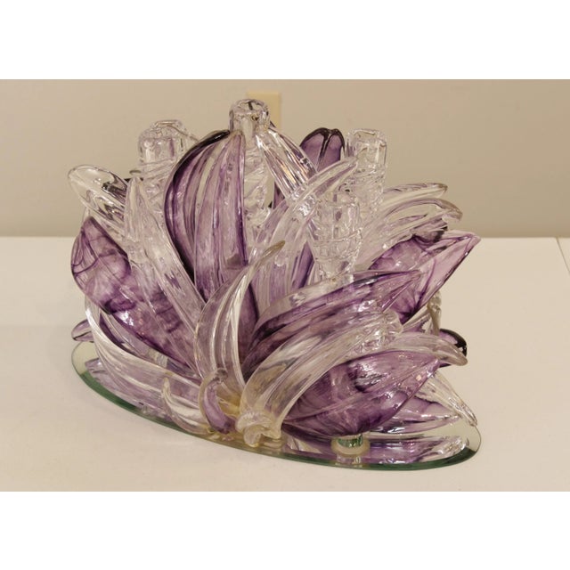 Vintage Hand Blown Art Glass Candle Holder For Sale - Image 4 of 13