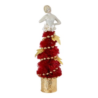1920s German Porcelain Lady Holiday Tree For Sale