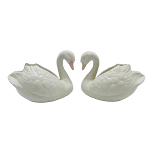 Fitz and Floyd Swan Flower Pots, a Pair
