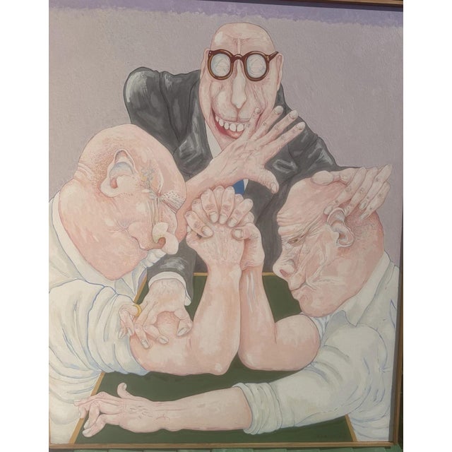 Arm Wrestling, Mixed Media on Wood Fiber For Sale - Image 10 of 13