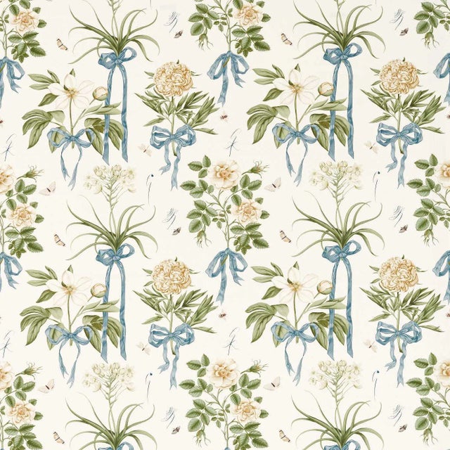 Sanderson Cupid`s Beau Fabric in Quince/Chalk - a Sample For Sale