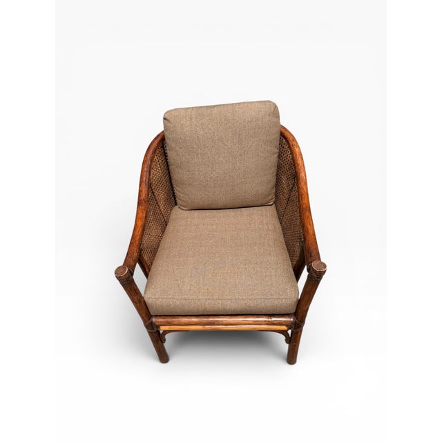 Set of 4 Vintage McGuire San Francisco Bamboo Rattan & Cane Lounge Dining Armchairs For Sale - Image 9 of 17