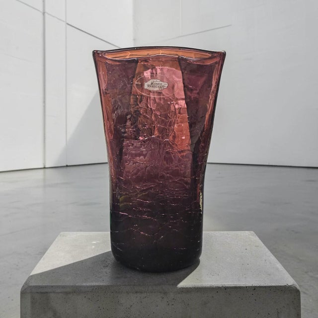 This Blenko Glass Model 8813 Paper Bag vase was designed by Don Shepherd and produced in the United States during the...