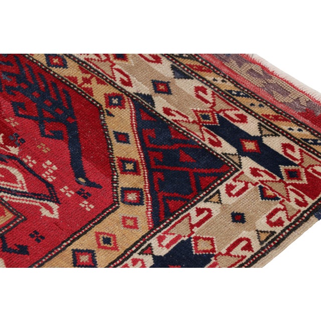 Antique Anatolian Square Rug in Red With Geometric Patterns, From Rug & Kilim For Sale In New York - Image 6 of 7
