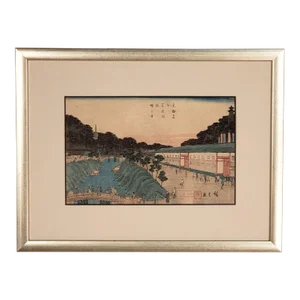 Japanese Ukiyoshi Painting of Akaban Bridge, Hiroshige, 19th Century