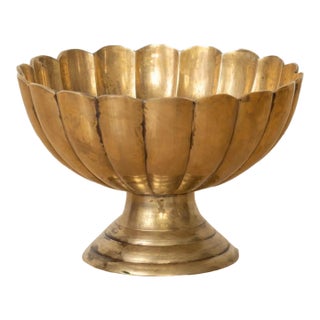 1940s French Scalloped Brass Bowl For Sale