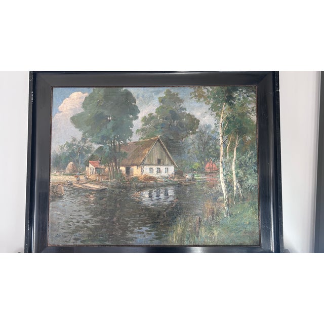 Late 19th Century "Sonntag Im Spreewald (Kahn Bei Lübbenau) " by Franz Schreyer (1858-1938) For Sale - Image 6 of 11