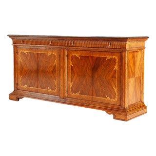 Italian Walnut Sideboard With Marquetry Inlay For Sale