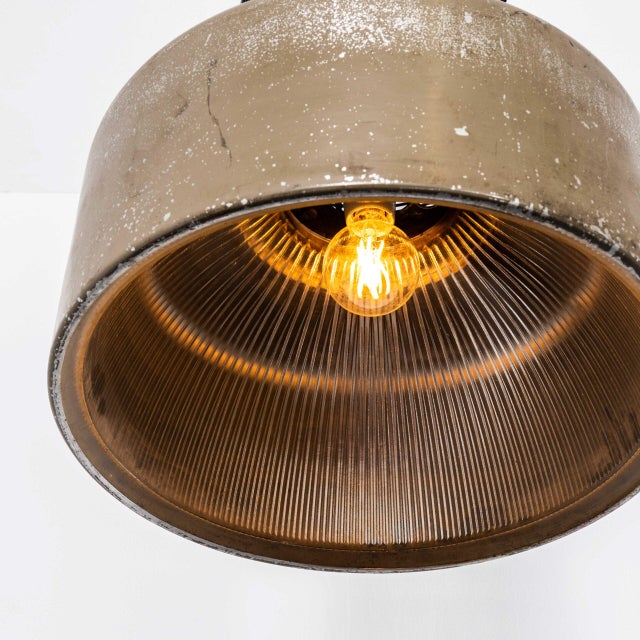 Holophane Large Holophane Industrial Pendant Lamp with Grill Top, 1970s For Sale - Image 4 of 11