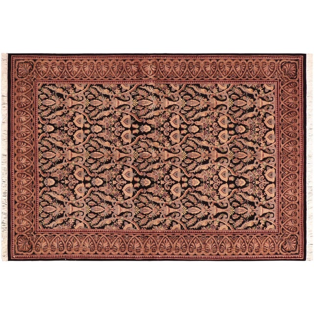Black Shabby Chic 1990's Pak-Persian Black/Gold Wool Rug - 5'11'' X 8'11'' For Sale - Image 8 of 9