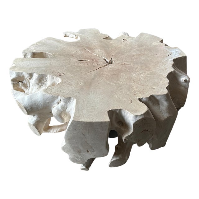 Andrianna Shamaris St. Barts Teak Wood Round Coffee Table For Sale