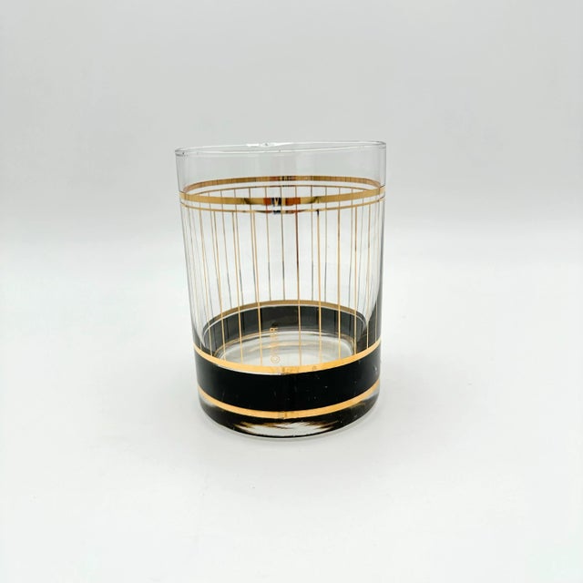 Culver Ltd. Mid 20th Century Culver 22k Gold Double Old Fashioned Glassware Barware- Set of 4 For Sale - Image 4 of 6