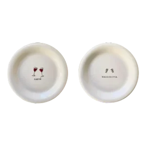 Williams-Sonoma Party Cocktail Bites Cheers Theme Plates- Set of 2