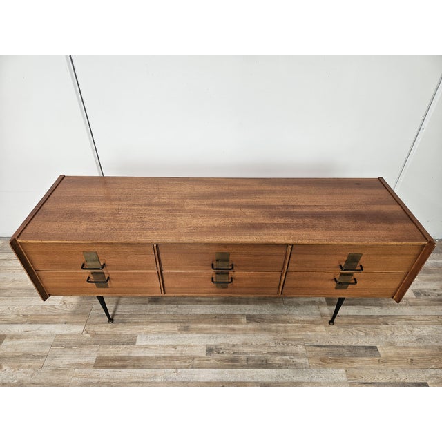 Vintage Walnut Chest of Drawers with Iron and Brass Details, 1960 For Sale - Image 4 of 18