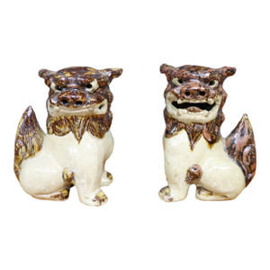 Porcelain Glazed Foo Dog Pair