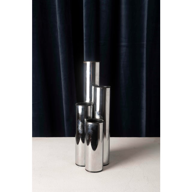 Black Space Age Vases in Chromed Metal, Europe, 1970s, Set of 3 For Sale - Image 8 of 18
