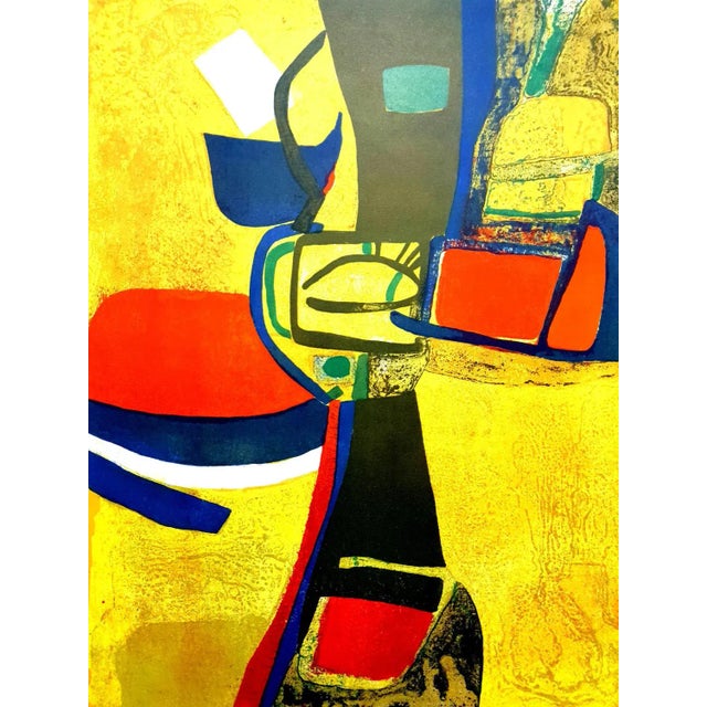 Maurice estève - composition - original lithograph colorful abstraction 1965 xxe siecle dimensions: 32 x 24 inches...