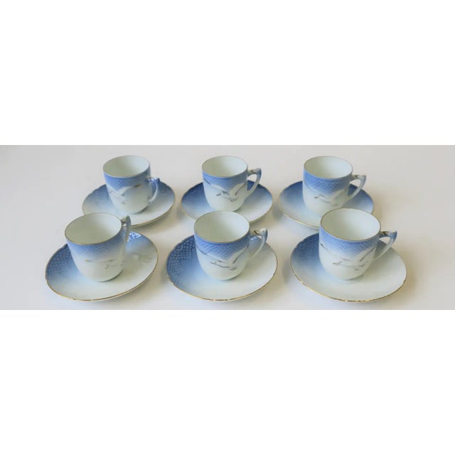 Scandinavian Porcelain Bing & Grøndahl Coffee Espresso Cup Saucer, Set of 6 For Sale In New York - Image 6 of 8