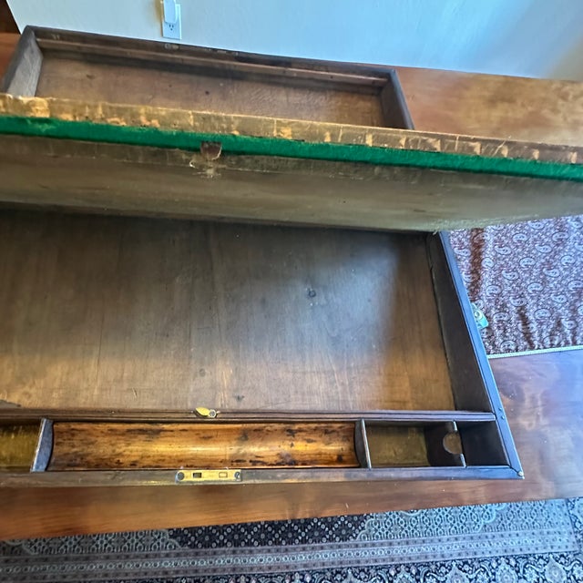 Antique Oversized Portable Oak Writing Desks With Hidden Drawer For Sale - Image 11 of 18