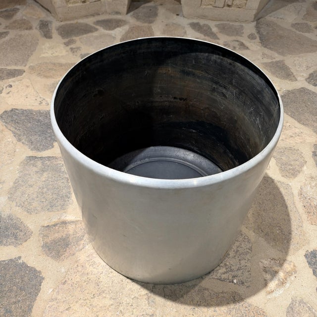 Contemporary Vintage Minimalist Aluminum Cylinder Floor Planter Paul Mayen - Habitat 18" Tall For Sale - Image 3 of 10