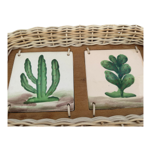 Vintage Wicker/Tile Tray