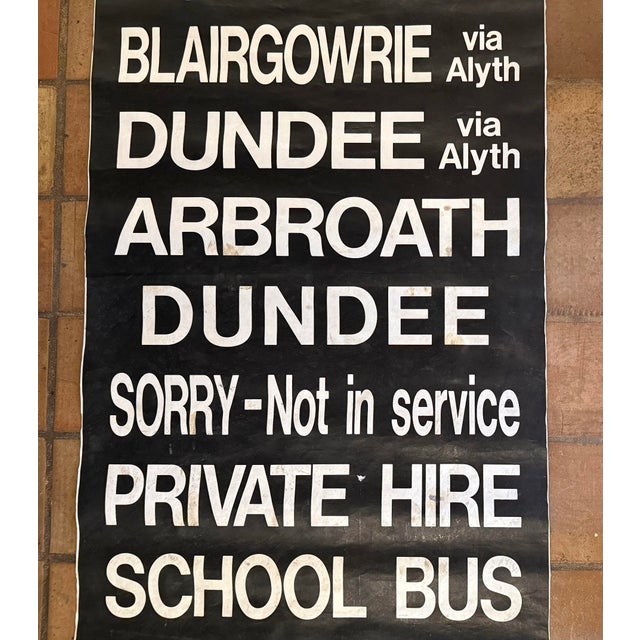 Black and White Monumental Vintage 1990’s Scottish Transportation Bus Destination Roll Sign For Sale - Image 4 of 12