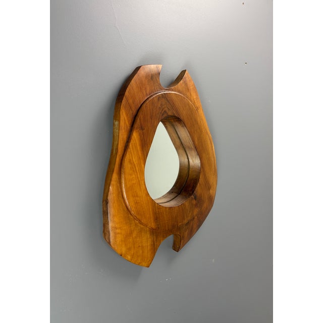 Wood Mid-Century Biomorphic Wall Mirror, France, 1960s For Sale - Image 7 of 15