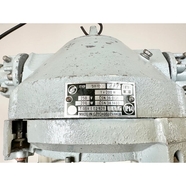 Industrial Grey Bunker Ceiling Light with Iron Cage from Elektrosvit, 1970s For Sale - Image 11 of 18