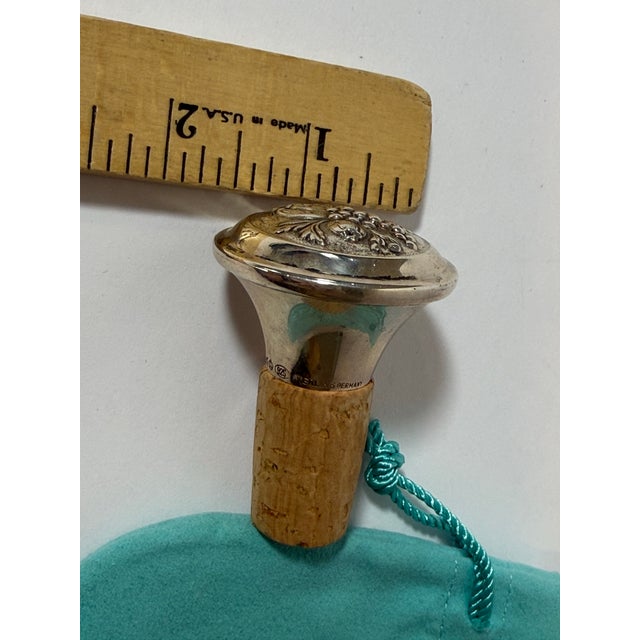 Rare Vintage Tiffany & Co. Sterling Silver Grape Wine Bottle Stopper With Pouch Ex For Sale - Image 9 of 12