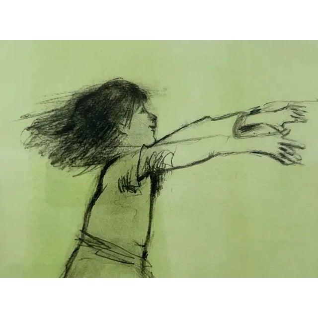 Girl Reaching Forward Lithograph by Albert Walker Signed & Framed, Artist Proof 1950's For Sale - Image 4 of 10