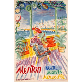 Menton by Constantin Terechkovitch 1960 Vintage French Poster Print by Mourlot Imprimerie For Sale