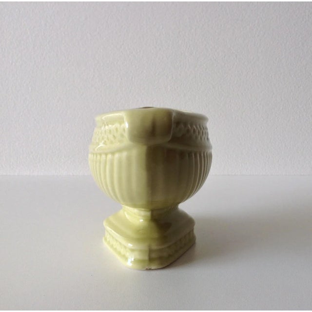 Chartreuse Vintage C.1950's Ceramic Glazed Chartreuse Trophy Urn Compote Bowl For Sale - Image 8 of 10