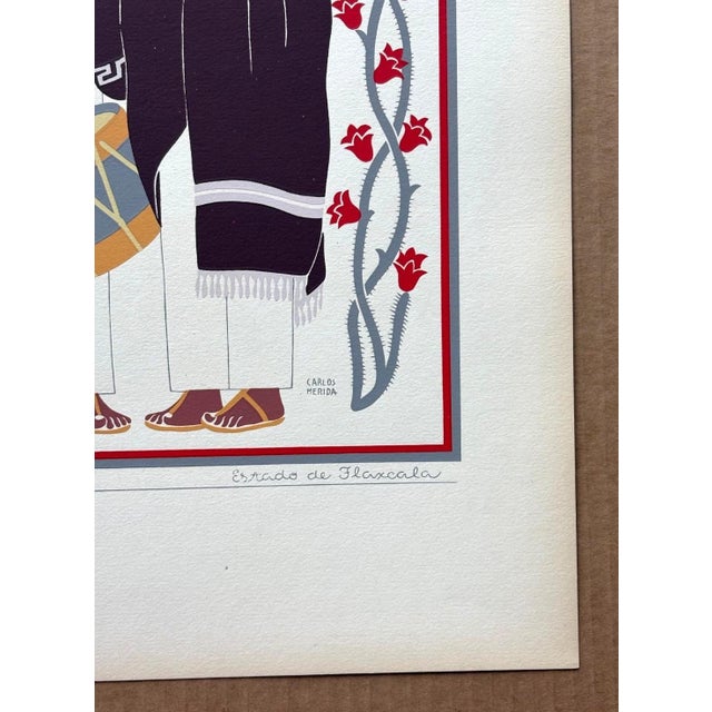 Carlos Mérida Silkscreen Print "Musicos... Tlaxcala" in 16 x 20 Mat, 1945 For Sale - Image 4 of 4
