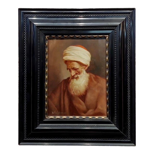 1900s Raphaël Chichmanian Portrait of an Islamic Patriarch Armenian Oil Painting For Sale