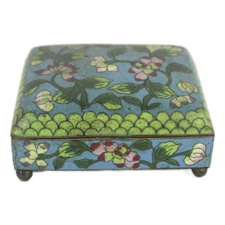 Antique Chinese Floral Cloisonné Box For Sale