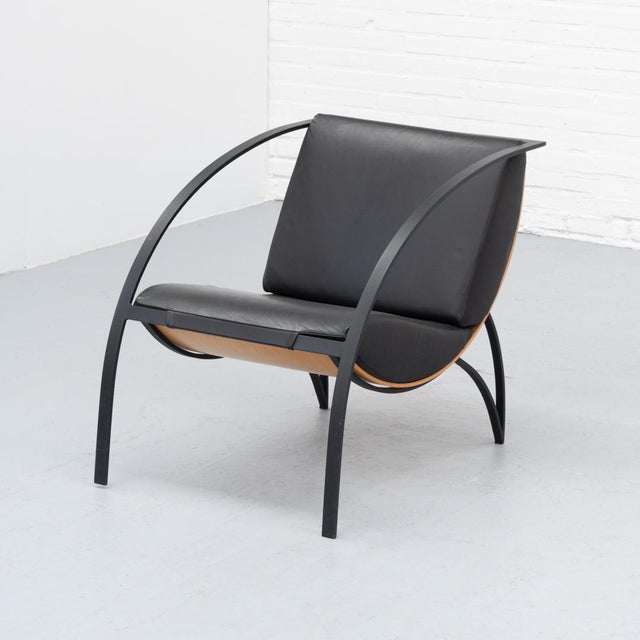 Postmodern lounge chair designed by Karl-Friedrich Förster for KFF Design, Germany, 1980s. The chair features a black...