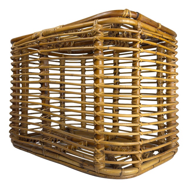 Vintage Rattan Basket, Italy, 1960s For Sale