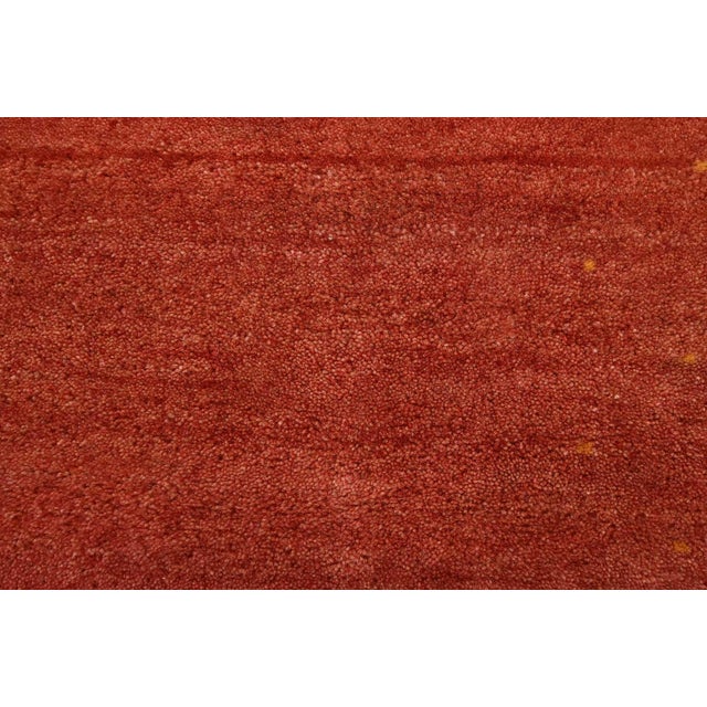 Gabbeh Runner 3′ X 10’1” Red Wool Contemporary Hand-Knotted Oriental Rug For Sale - Image 4 of 13