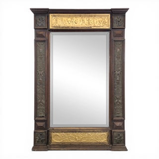 Renaissance Mirror in Wood and Copper For Sale